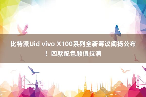比特派Uid vivo X100系列全新筹议阐扬公布！四款配色颜值拉满