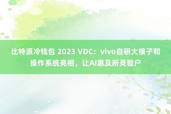比特派冷钱包 2023 VDC：vivo自研大模子和操作系统亮相，让AI惠及所灵验户