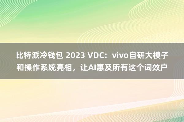 比特派冷钱包 2023 VDC：vivo自研大模子和操作系统亮相，让AI惠及所有这个词效户