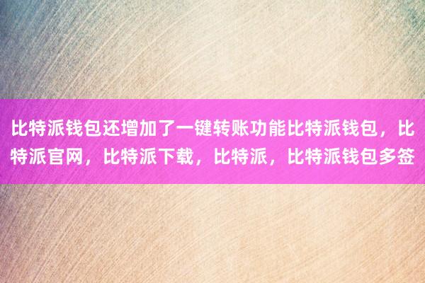 比特派钱包还增加了一键转账功能比特派钱包，比特派官网，比特派下载，比特派，比特派钱包多签