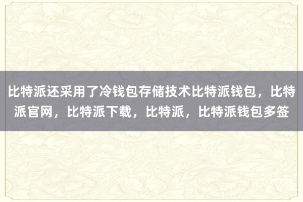 比特派还采用了冷钱包存储技术比特派钱包，比特派官网，比特派下载，比特派，比特派钱包多签