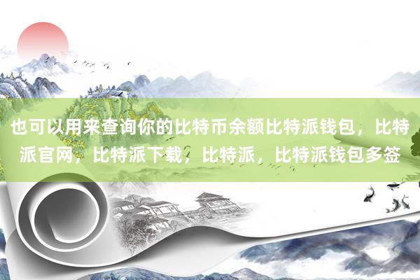 也可以用来查询你的比特币余额比特派钱包，比特派官网，比特派下载，比特派，比特派钱包多签